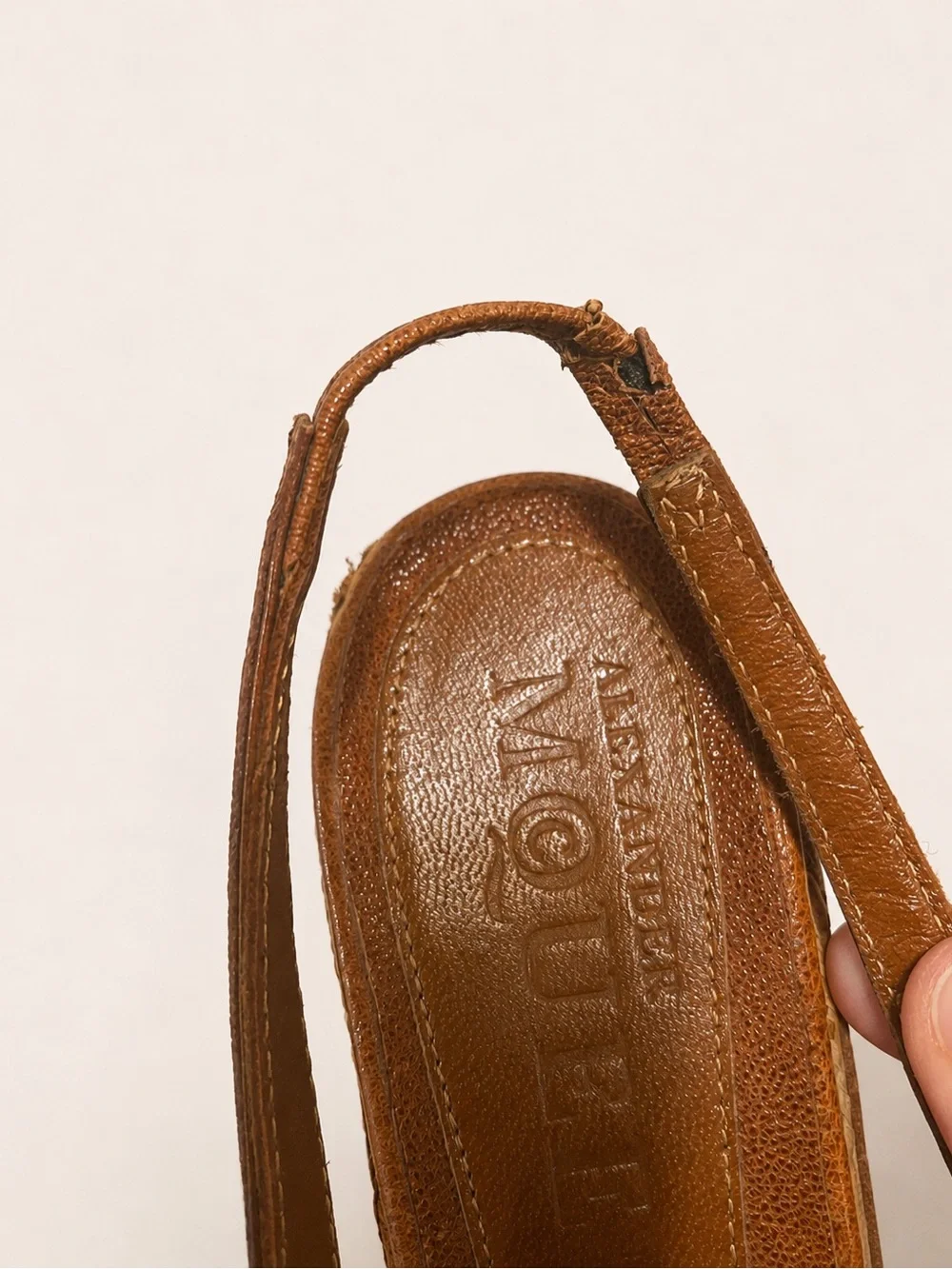Alexander McQueen Brown Leather Platform Wedge Sandals Cognac/Tan